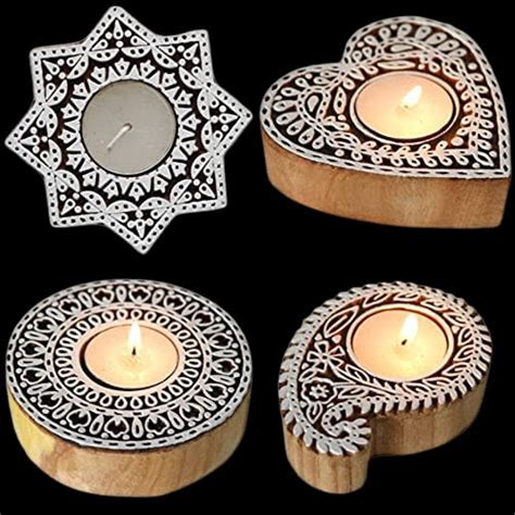 Buy KN BlockWala Wooden Block Decorative Wooden Tea Light Candle Holder ...