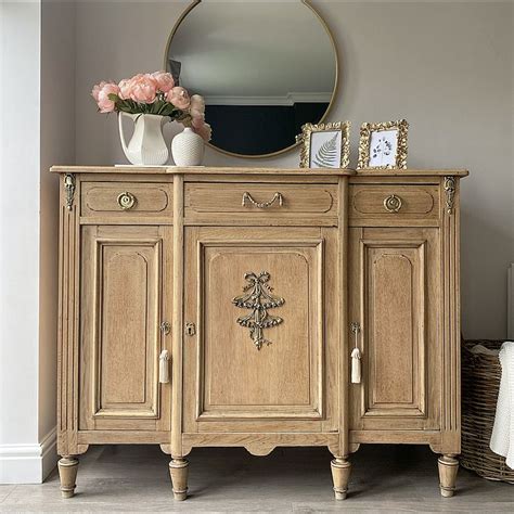 Stunning French Oak Empire Sideboard / Raw Wood Cabinet | Oak sideboard ...
