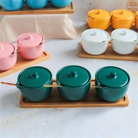 Pickle Jars With Tray Set of 3
