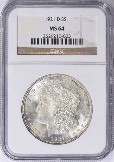 1921-D Morgan Silver Dollar NGC MS-64 (Item 1729607) | GreatCollections ...