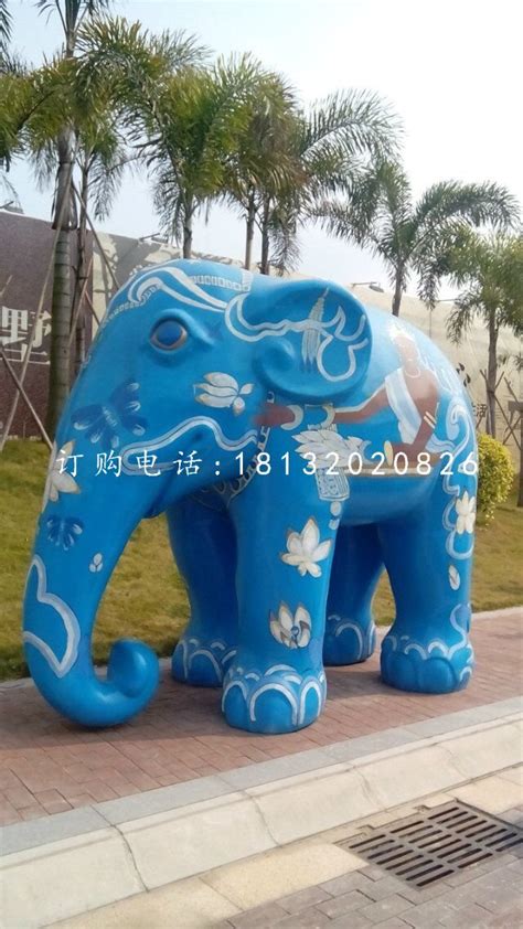 彩绘大象雕塑玻璃钢彩绘动物雕塑 - 卓景雕塑公司