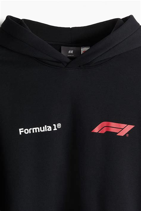 Loose Fit Hoodie - Black/Formula 1 - Men | H&M IN