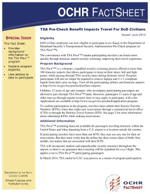 Fillable Online TSA Pre-Check Benefit Impacts Travel For DoD Civilians ...