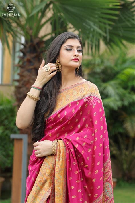 Fuchsia Pink Kani Booti Silk Saree | Pashmina Saree | Imperial Weaves