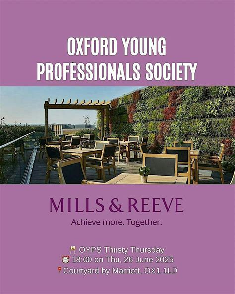 OYPS x Mills & Reeve - Thirsty Thursday Roof Top Terrace Edition ...