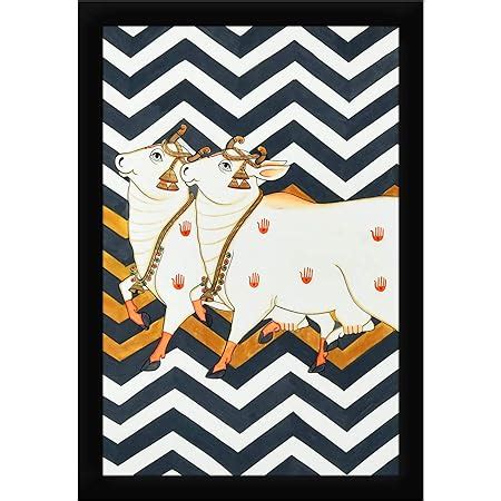 Hanish Art - Cow's Pichwai (Hand Painted on Cloth) (10x16 inchesh ...