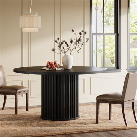 Wrought Studio™ Round Dining Table, 47.2-inch Circle Wood Kitchen Table ...