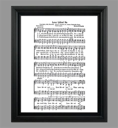 Love Lifted Me Lyrics - Hymnal Sheet - Sheet Music- Home Decor ...