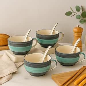 Buy KITTENS Handpainted Ceramic Soup Bowl Set of 4 – 300ml – Multicolor ...