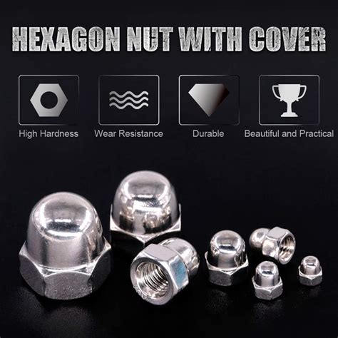 Buy 170Pcs 304 Stainless Steel Serrated Metric Acorn Cap Nuts Hex Dome ...