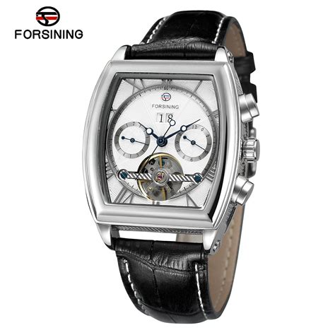 Forsining Men’s Rectangular Mechanical Watch – Flywheel Design with Le ...