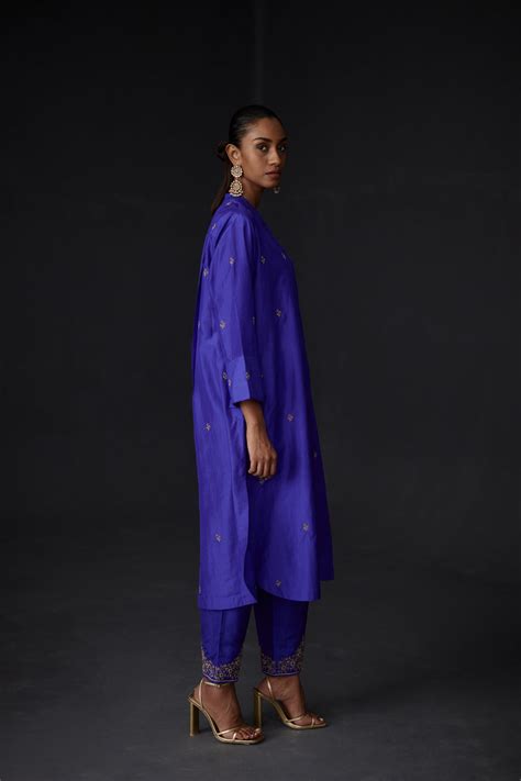 EMBROIDERED TUNIC TROUSER SET- PERSIAN BLUE – BRIH
