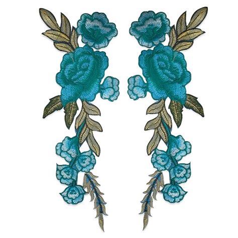 Xyla Bright Iron On Embroidered Flower Pair Applique/Patch Patch, Color ...