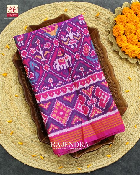 Traditional Hathi Popat Rani Pink Ikat Rajkot Patola Saree – Rajendra.co