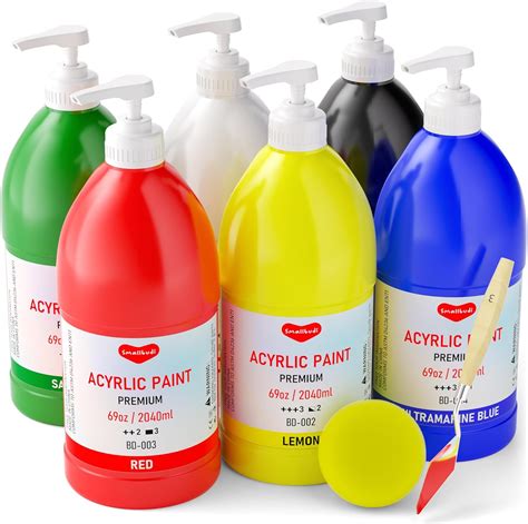 Amazon.com: Smallbudi 6 Colors Super Large Acrylic Paint Set (69 oz ...