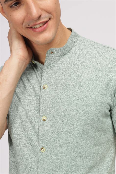 Gritstones Green Melange Cotton Knit Shirt