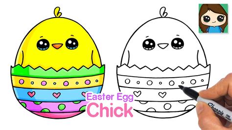 How to draw an Easter Egg Chick Easy Cute 🐣 - YouTube