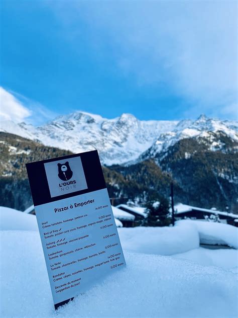 Menu at The Black Bear restaurant, Les Contamines-Montjoie