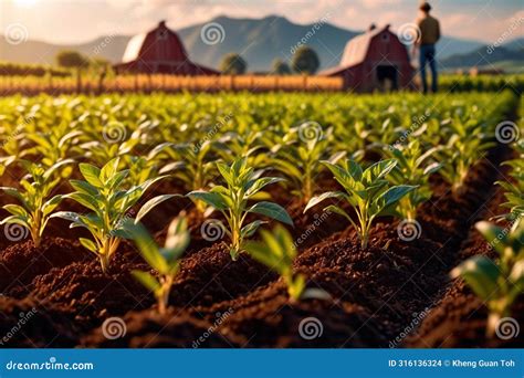Modern Industrialized Agriculture Using Technology, Agritech Farming of Crops Stock Illustration ...