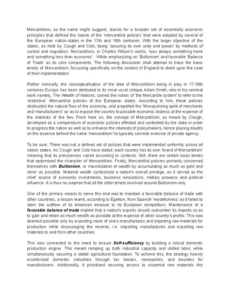 Principles of Mercantilism: Economic Policies in 17th-18th Century ...