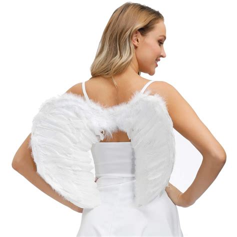 Buy SunboomAngel Wings Adult White Black Wings Feather Angel Wings for ...