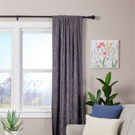 allen + roth Kirby 36-in to 72-in Matte Black Steel Single Curtain Rod ...