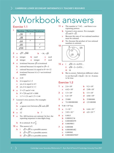 Workbook Unit1 Answers | PDF | Rational Number | Elementary Mathematics