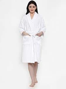 Buy Trident 100% Cotton Women Bliss Bath Robe White Medium Online at ...