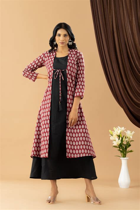 Bahaar Berry Block print shrug dress – Discover Ethnic Elegance - Raas ...