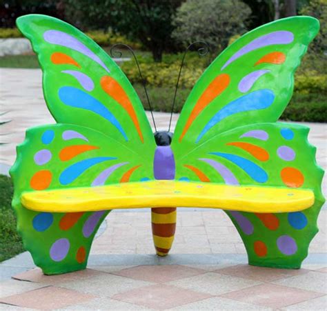 玻璃钢创意蝴蝶休闲椅美化深圳景区环境-方圳雕塑厂