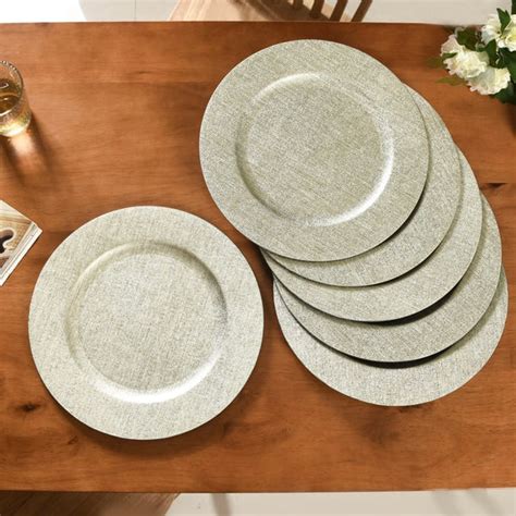 Silver Textured Charger Plate Set Of 6 13 Inch Online - Premium Charger ...