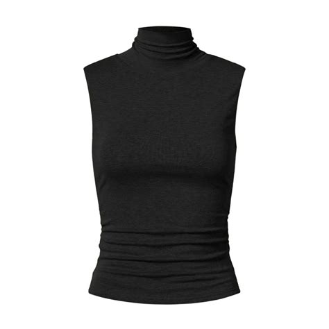Tencel Wool Turtle Neck Ruched Sides Tank | Compression shirt women ...