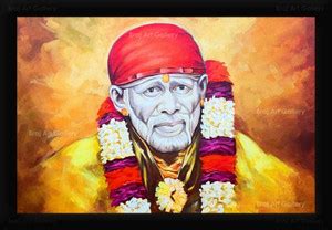 Braj Art Gallery Shirdi Sai Baba with Garland Canvas Portrait Painting ...