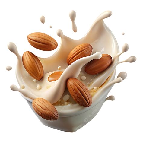 Almonds In Creamy Almond Milk Splash, Almonds, Almond Milk, Milk Splash ...