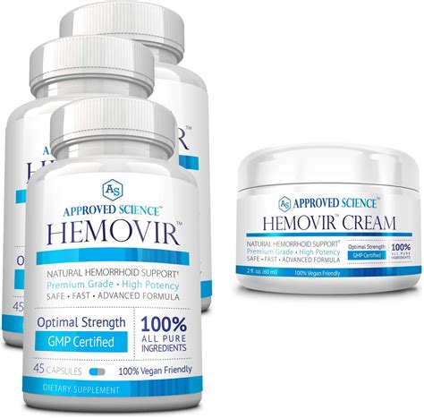 Buy Approved Science Hemovir - Hemorrhoid Capsules and Cream - Dual ...