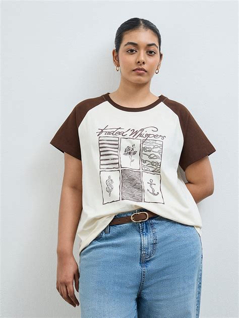 Buy Gia Cream Graphic Printed Cotton T-Shirt from Westside