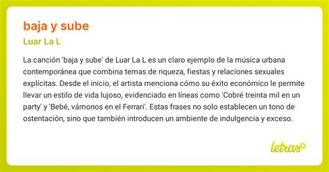 Significado de la canción BAJA Y SUBE (Luar La L) - LETRAS.COM