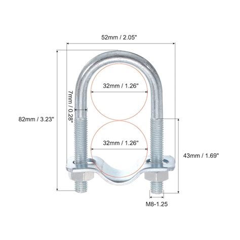 Unique Bargains 6pcs Round U-Bolts Pipe Clamp Fit 1-1/4-Inch(32mm) to 1 ...