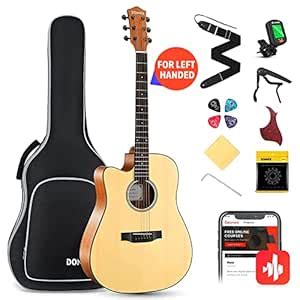 Donner Left Handed Acoustic Guitar Cutaway DAG-1CL 41 inch Full-size ...