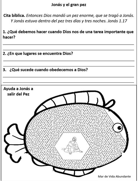 ESTUDIO BÍBLICO PARA NIÑOS (JONÁS Y EL GRAN PEZ)) - Mar de Vida Abundante