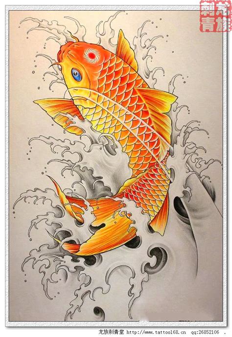 分享一款经典传统鲤鱼纹身手稿