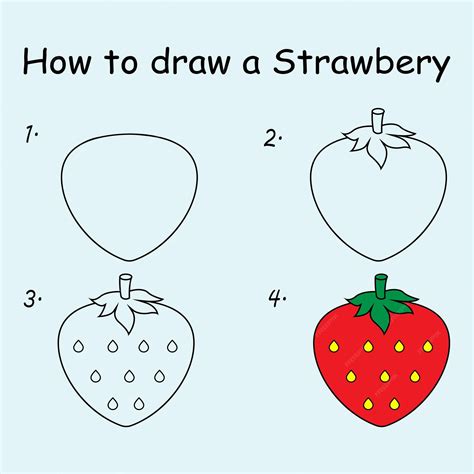 Premium Vector | Step by step to draw a strawberry. drawing tutorial a ...