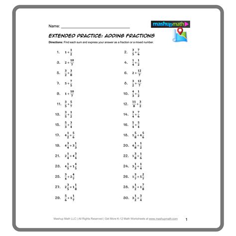 Free Adding and Subtracting Fractions Worksheets — Mashup Math