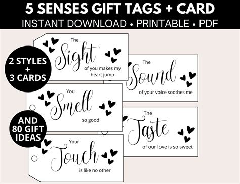 5 Senses Gift Tags Printable Free | FREE Printable