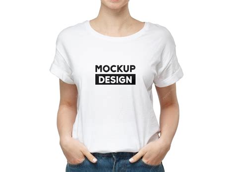 Premium PSD | Female white t shirt mockup
