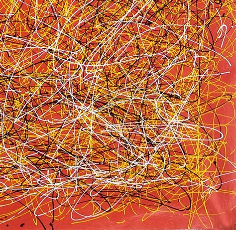 Jackson pollock orange painting, modern splatter art L328 – LargeArtCanvas