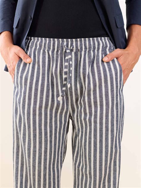 Buy Grey Striped Linen Pull-on Pants Online at Best Price | 5Feet11