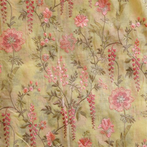 Mul Chanderi Pastel Yellow With Flower Jaal Embroidery Fabric – Sanskruti