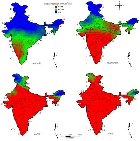 Hotspots of solar potential in India