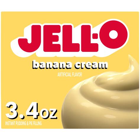 Jell-O Instant Banana Cream Pudding & Pie Filling Mix, 3.4 oz Box ...